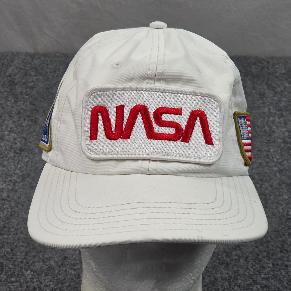 Buzz Aldrin NASA Snapback Hat White Space Shuttle USA Patch Cap Retro Grunge